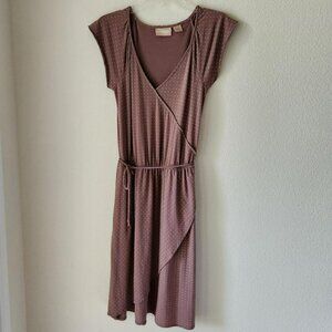 Vintage Brown and Pink Polka Dot Wrap Dress Sz S Rockabilly 60s Mod Pinup Girl